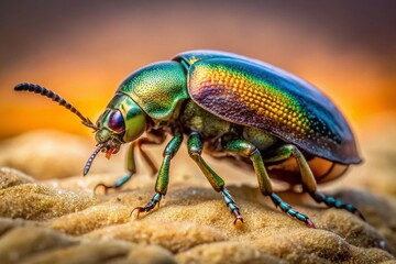 High Depth of Field Image of a Dusty Beetle in Side View, Showcasing Full Body Details, Isolated with a Crisp Focus on Intricate Textures and Features, Ideal for Nature and Entomology Projects
