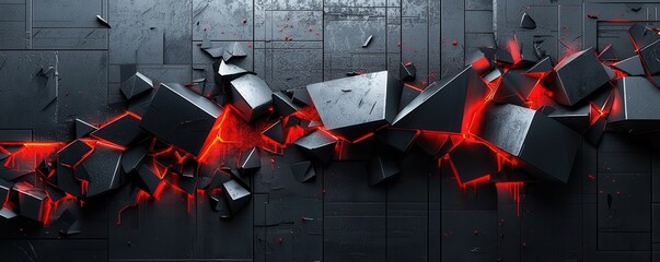 Abstract monochrome background design with geometric shapes and vivid red highlights, perfect for iPhone wallpaper or digital art concept