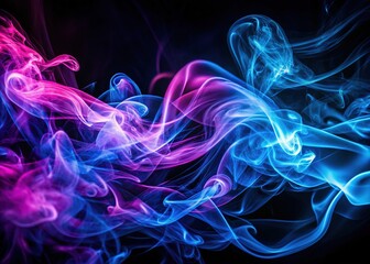Obraz premium Abstract Neon Smoke Lines Blue Purple Macro Photography