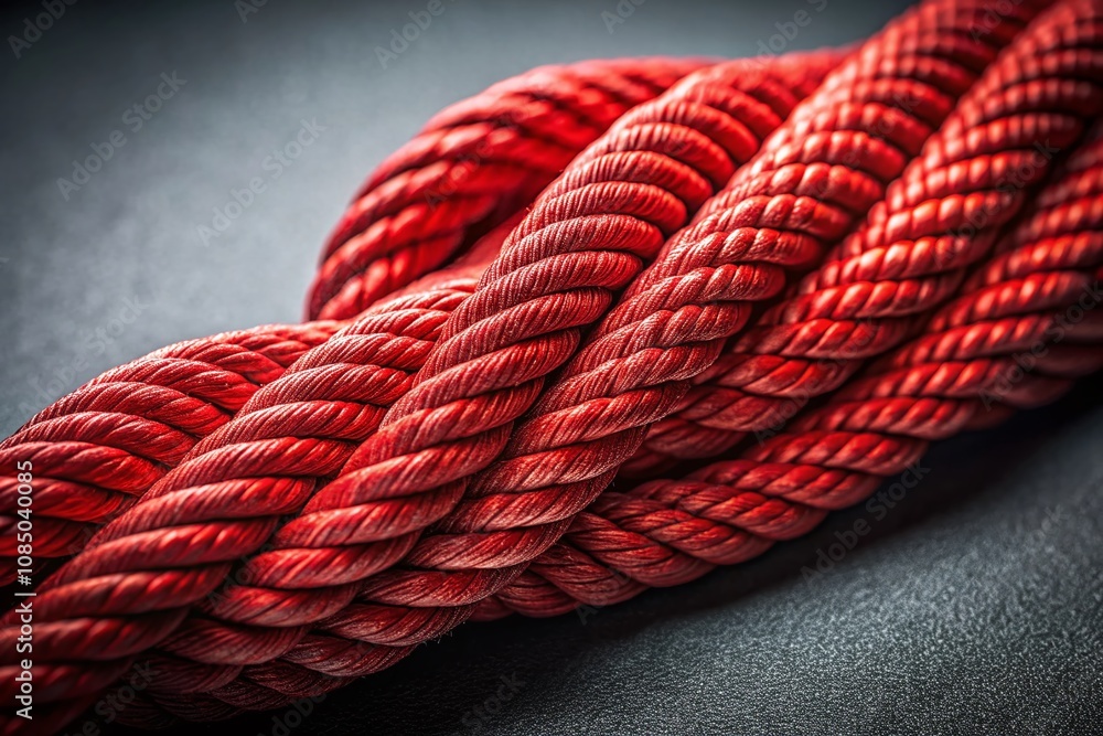 Poster intricate red rope patterned binding on gray background showcasing textures and depth for artistic a