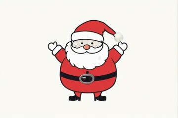 Santa Claus Cartoon Illustration in Traditional Red Suit with White Beard and Red Hat. Festive Holiday Character Smiling.