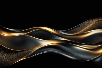 Abstract Black and Gold Design with Smooth Flowing Lines and Metallic Accents 