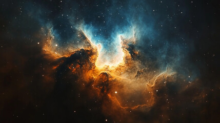 Fototapeta premium Stunning view of the colorful nebula in deep space revealing cosmic wonders