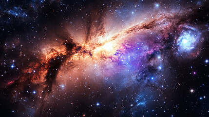 Fototapeta premium A stunning view of the cosmos showcasing vibrant colors and distant galaxies in deep space