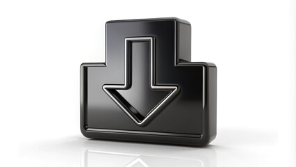 Black Download Symbol - Minimalist Illustration - High Depth of Field