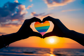Beautiful colorful decorative heart in strong hands