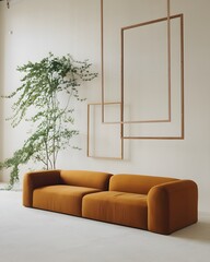 Frame mockup,  Living room wall poster mockup. Interior mockup with house background. Modern interior design.