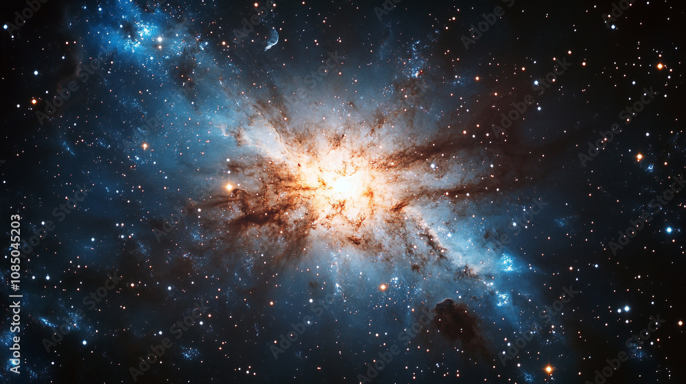 Poster a vibrant galaxy explodes with color and light in the vastness of space during a cosmic event