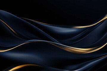 Abstract Black and Gold Design with Smooth Flowing Lines and Metallic Accents