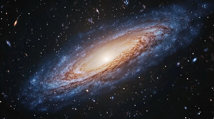 Obraz premium Stunning view of a spiral galaxy with bright core and distant stars captured in deep space