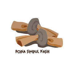 Vector illustration of famous Malaysian traditional Eid festive dessert, kuih Raya called popia simpul kasih