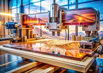 Fototapeta premium CNC Furniture Design, Double Exposure, Bespoke, Precision, Innovation