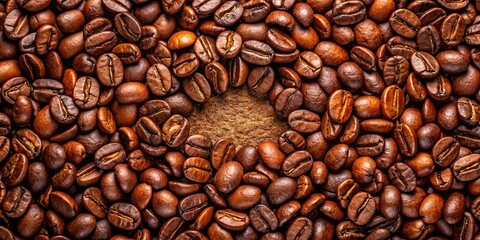 Obraz premium Coffee Bean Half Circle, Product Photography, Food Photography, Gourmet Coffee, Roasted Beans, High Quality, Close-up
