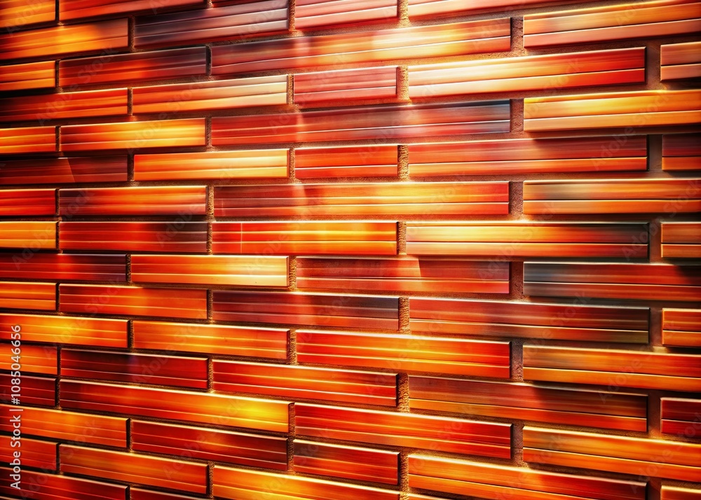 Poster modern illustration of long exposure red brick walls creating a seamless background with abstract el