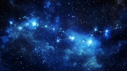 Naklejka premium Night sky filled with stars showcasing a constellation in the universe during a clear evening