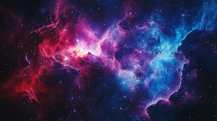 Stunning depiction of a vibrant nebula filled with colorful cosmic gases and shining stars