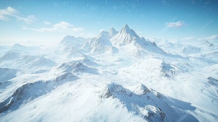 Obraz premium Snowy mountain peaks against a clear blue sky. AI.