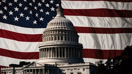 Dystopian Capitol, Power and Patriotism Under a Dark Sky with A Cinematic Glimpse of American Symbolism V3