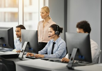 Fototapeta premium Call Center Team Working Together