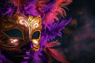 Fototapeta premium Beautiful greeting card with bright holiday composition for happy celebrate mardi gras