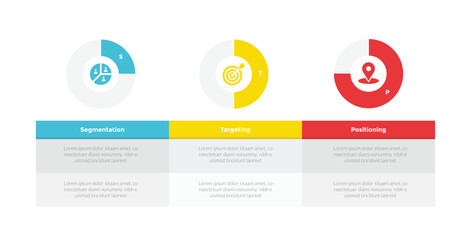 STP marketing analysis infographics template diagram with hexagon outline horizontal with 3 point step design for slide presentation