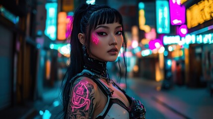 Obraz premium Neon City Woman