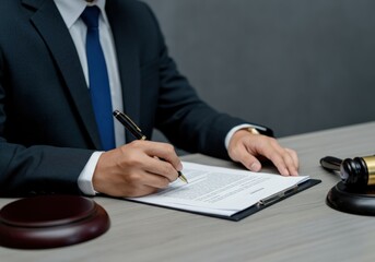 Lawyer Signing Legal Document