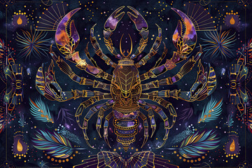 Fototapeta premium Astrological composition with concept of Scorpio zodiac sign symbol