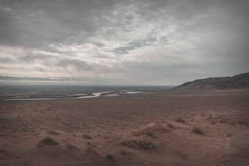 Horizontal landscape river view, mars landscape