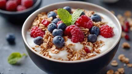 Casserole bowl filled with delicious yogurt in a close-up view, highlighting freshness and nutrition