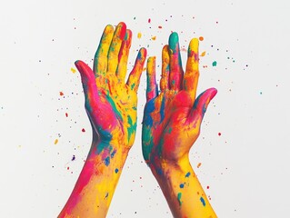 Colorful painted hands