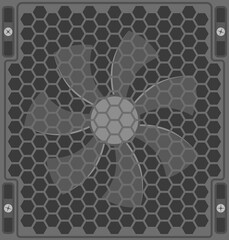 texture of a computer cooler behind a perforated grille