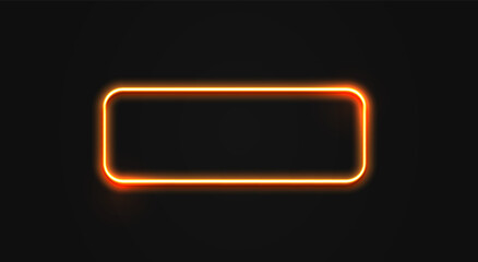 Neon frame orange rectangle set. Glowing colorful rectangular border. Geometric shape action UI elements with copy space.