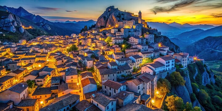 Epic Pietrapertosa Dolomiti Lucane Aerial Blue Hour