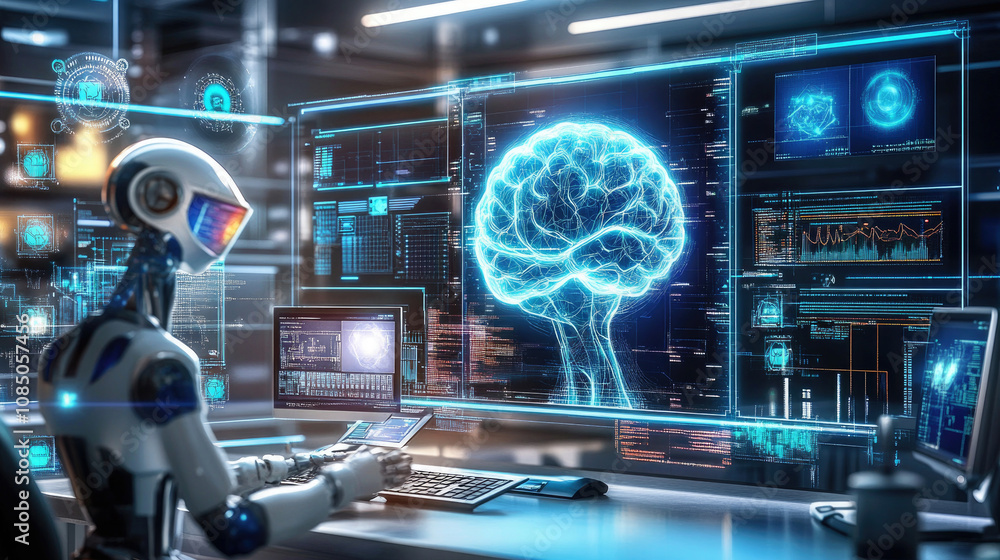 Poster technology driven indoor holographic projection robot and brain