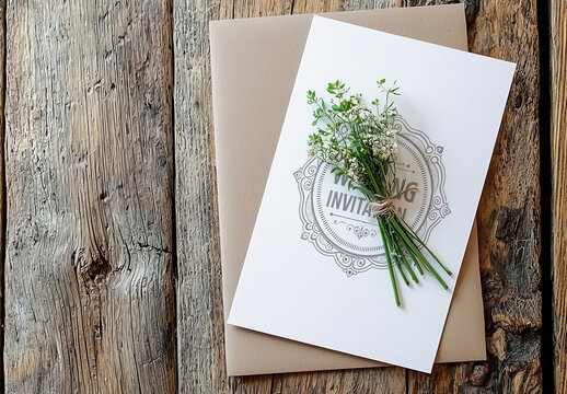 A5 Wedding Invitation Mockup Template with Gen AI