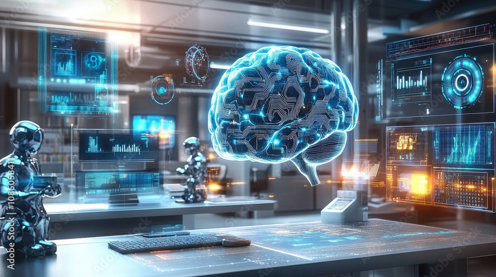 Poster technology driven indoor holographic projection robot and brain
