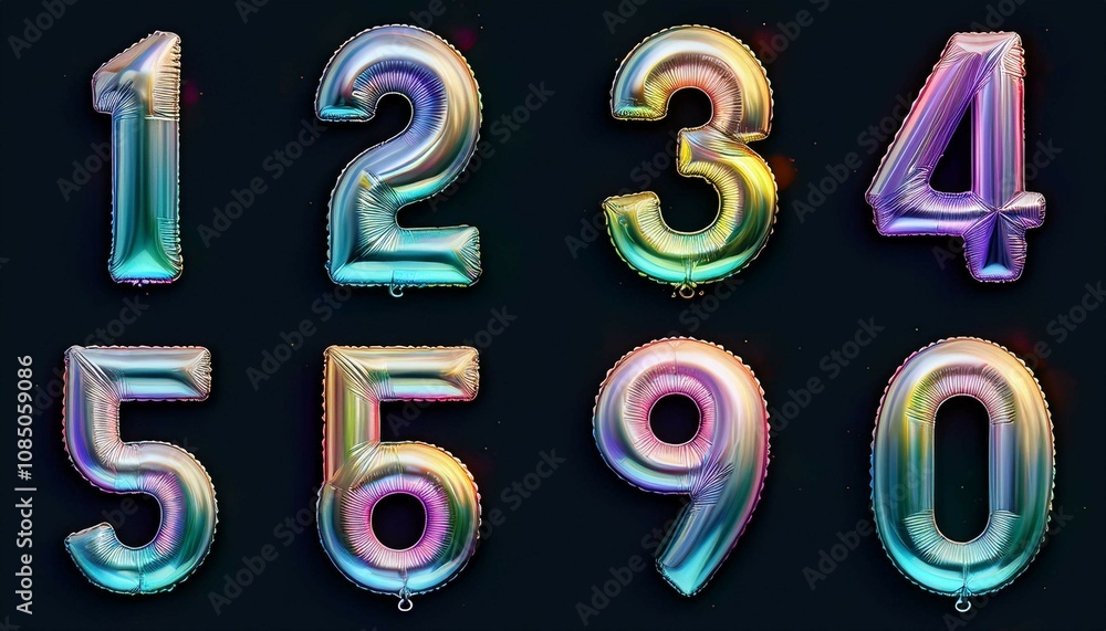 Poster set of numbers and letters