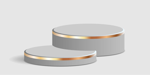 cylinder podium tube circle podium with gold strip stage 3d Abstract minimal scene mockup products display studio, Stage showcase. Vector geometric forms