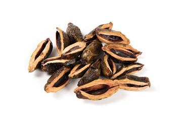 dried betel nuts snack isolated on white background.