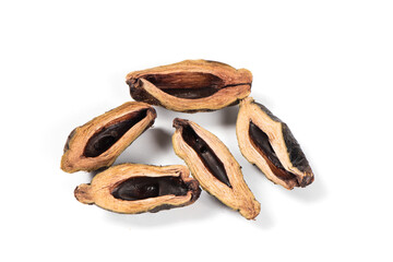 dried betel nuts snack isolated on white background.