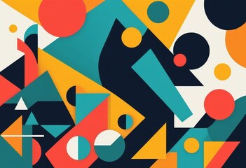 Obraz premium Colorful geometric pattern with bright lines and shapes for a vibrant design backdrop.