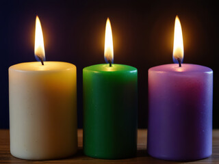 background candles for the First Sunday of Advent with a Christmas feel