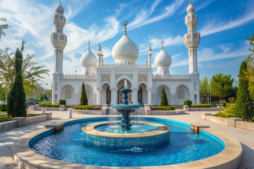 Fototapeta premium Fantastically beautiful fountain against backdrop of national park