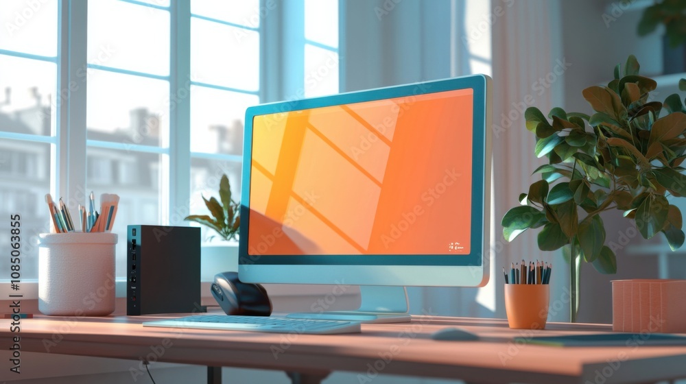 Poster 3d vector illustration of a 3d computer monitor, designed for web ui/ux creators, emphasizing user i