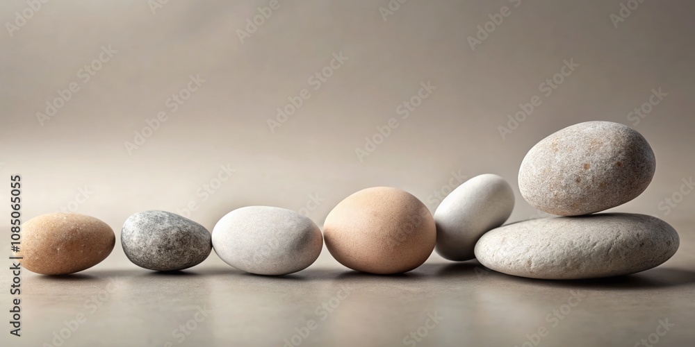 Aufkleber tranquil stones on a neutral background with ample copy space for text and design elements in a mini
