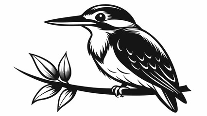 Black And White of a Kingfisher Bird Illustration