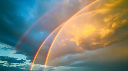 Stunning double rainbow after a fresh rain