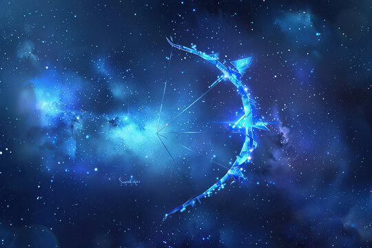 Astrological composition with Sagittarius zodiac sign symbol