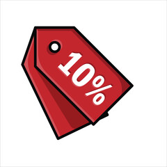 discount icon. ten percent. Red sale label. discount price tag. Paper gift labels, promotional sale hang tag vector template set. mixed design style. vector design template